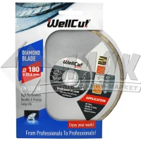 Диск алмазний відрізний Wellcut Promo 180×5×22,23 мм суцільний