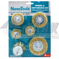 Набір щіток дротяних для дриля NovoTools 6 шт (торцева 50 мм, кільцева 2х38 мм, 50 мм, 63 мм, 75 мм)