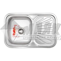 Мийка кухонна нержавіюча сталь прямокутна ZERIX Z7549-08-180E з полицею 750×490×180 мм сатин