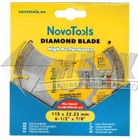 Диск алмазний відрізний NovoTools Standard 115×7×22,23 мм сегментований