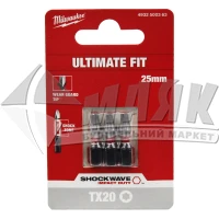 Біта MILWAUKEE SHOCKWAVE Т20×25 мм 3 шт