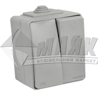 Вимикач двоклавішний Videx Binera зовнішній сірий IP20