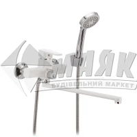Змішувач для ванни MIXXUS MISSOURI 006 EURO (WHITE) з душовим комплектом одноважільний настінний довгий гусак білий