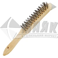 Щітка-скребок по металу ручна NovoTools 4-рядна дерев'яна
