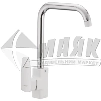 Змішувач для кухні MIXXUS Missouri 014- G (WHITE) гайка одноважільний настільний білий/нержавіюча сталь