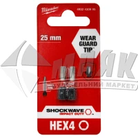 Біта MILWAUKEE SHOCKWAVE НЕХ4×25 мм 2 шт