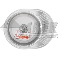 Мийка кухонна нержавіюча сталь овальна ZERIX Z5745-08-180D з полицею 570×450×180 мм decor