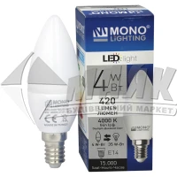 Лампа світлодіодна свічка MONO Lighting 4Вт Е14 C35 4000°К