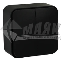 Вимикач двоклавішний Videx Binera зовнішній чорний графіт IP20