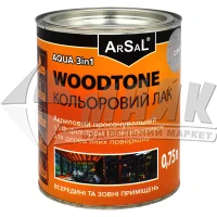 Лак для деревини Arsal WOODTONE AQUA 3в1 акриловий просочувальний 0,75 л сірий