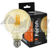 Лампа світлодіодна куля філаментна Feron Filament 6Вт Е27 G95 2700°К (LB-163) золото