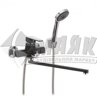 Змішувач для ванни MIXXUS MISSOURI 006 EURO (BLACK) з душовим комплектом одноважільний настінний довгий гусак чорний