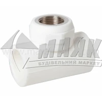 Трійник поліпропіленовий Tebo 32 мм х 3/4" х 32 мм внутрішня різьба білий