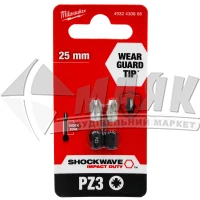 Біта MILWAUKEE SHOCKWAVE РZ3×25 мм 2 шт