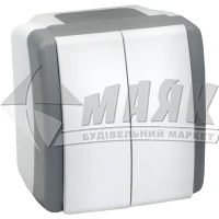 Вимикач двоклавішний Mono Electric OCTANS зовнішній IP54 білий