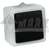 Вимикач одноклавішний Luxel Debut IP54 зовнішній сірий