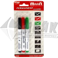 Маркер будівельний MAAN 3 шт чорний/червоний/зелений